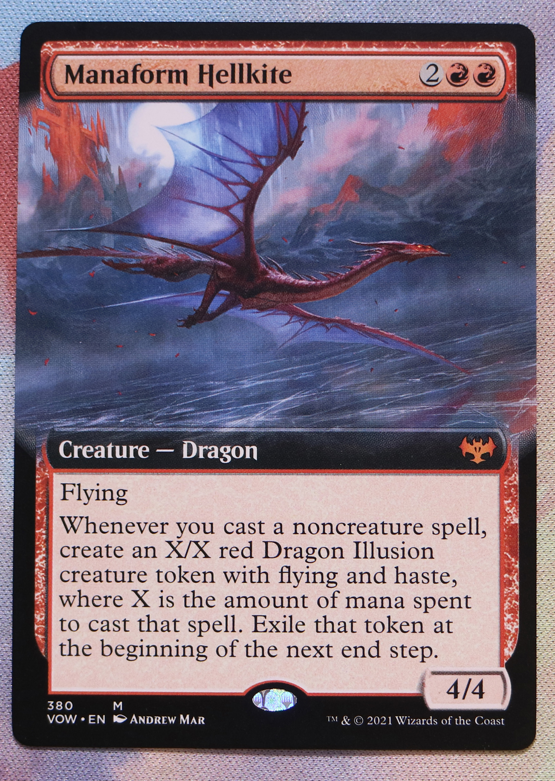 Manaform Hellkite extend art Innistrad: Crimson Vow (VOW) hologram