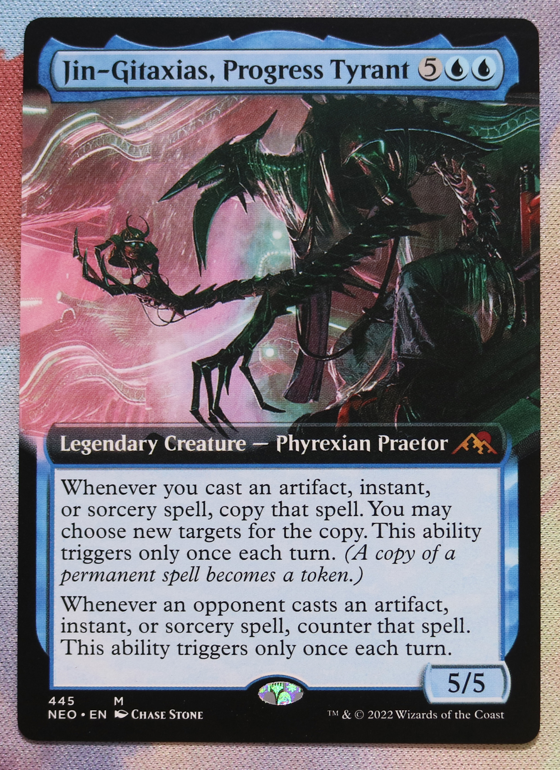 Jin-Gitaxias, Progress Tyrant extend art #445 Kamigawa: Neon Dynasty (NEO) hologram