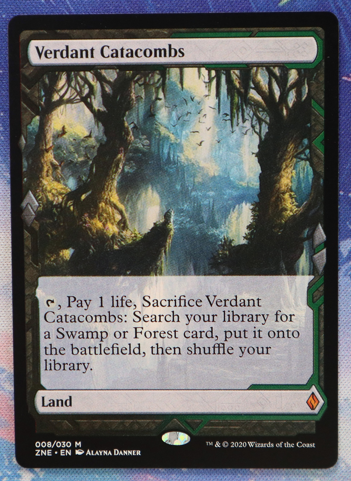 Verdant Catacombs ZNE Zendikar Rising Expeditions hologram
